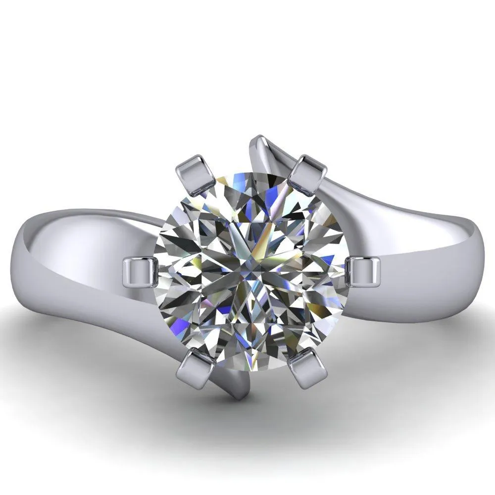 Monae Round Center Stone 6 Peg Wavy Bypass Engagement Ring