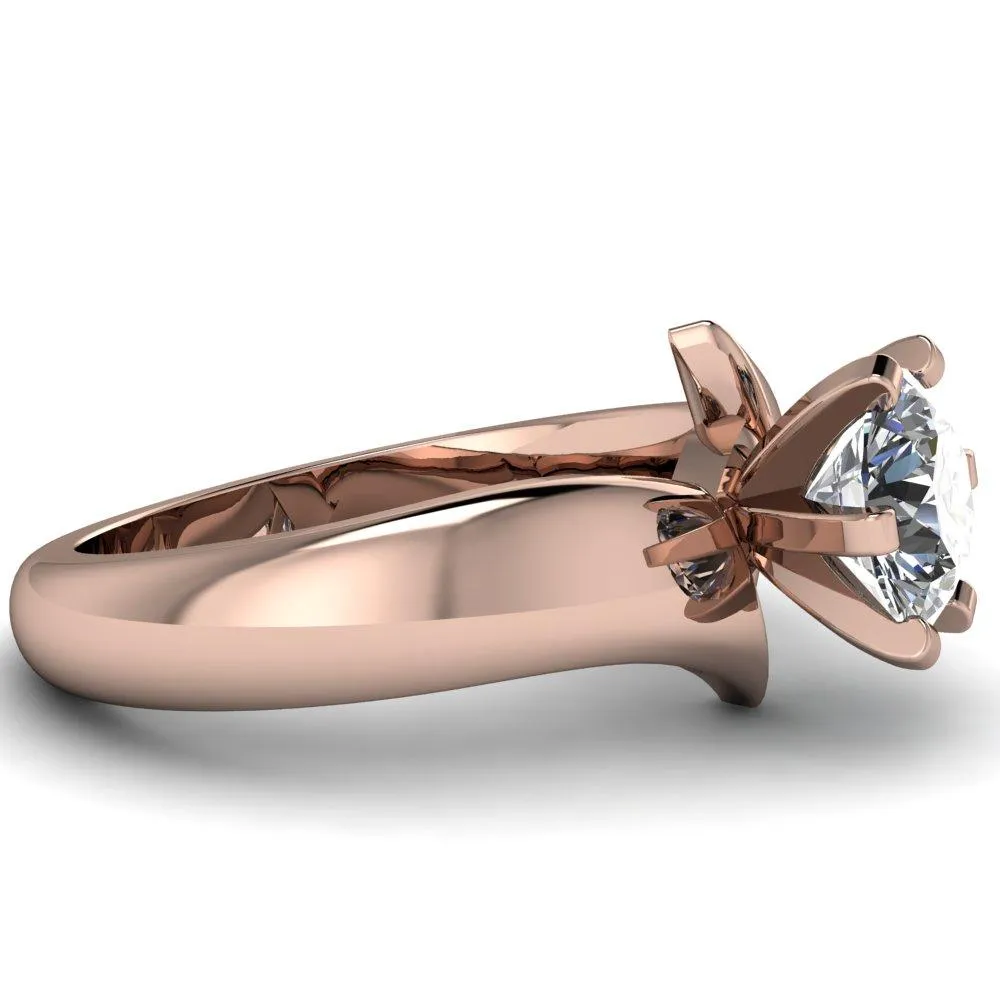 Monae Round Center Stone 6 Peg Wavy Bypass Engagement Ring