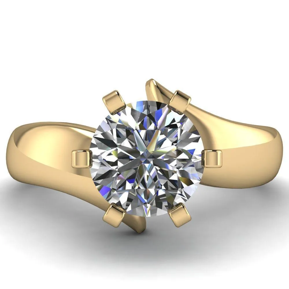 Monae Round Center Stone 6 Peg Wavy Bypass Engagement Ring