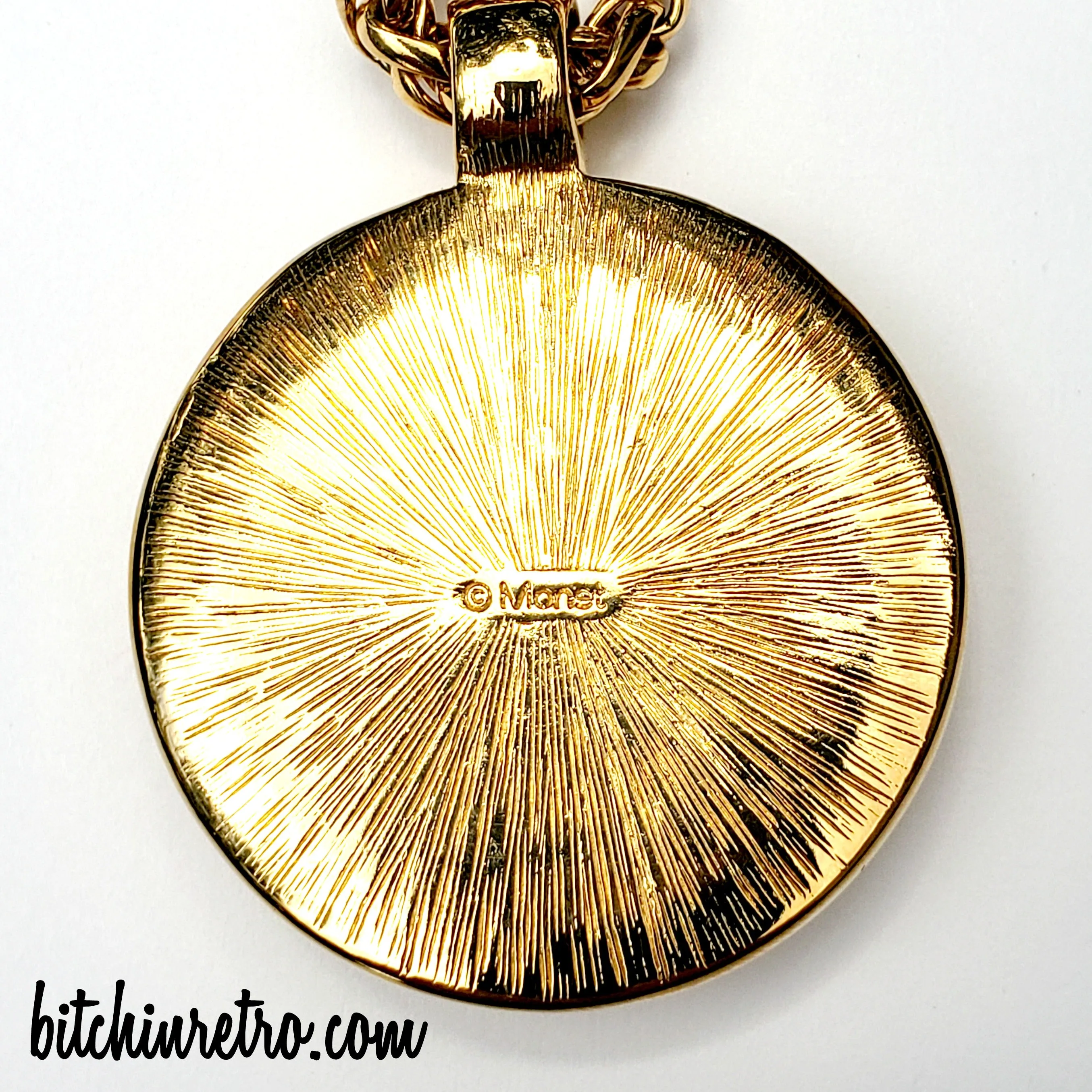Monet Vintage Pendant Necklace With Baseball Stitching and Seams