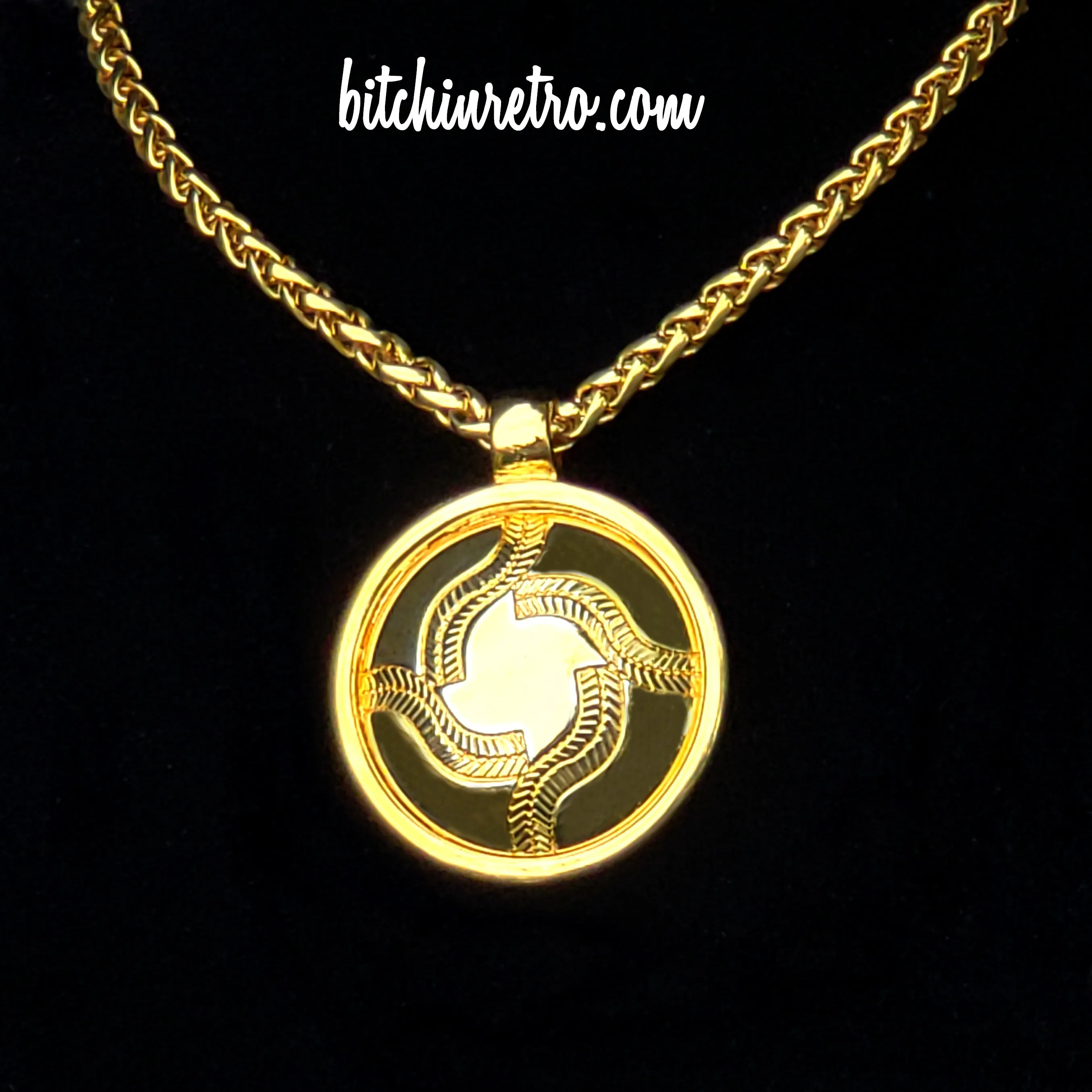 Monet Vintage Pendant Necklace With Baseball Stitching and Seams