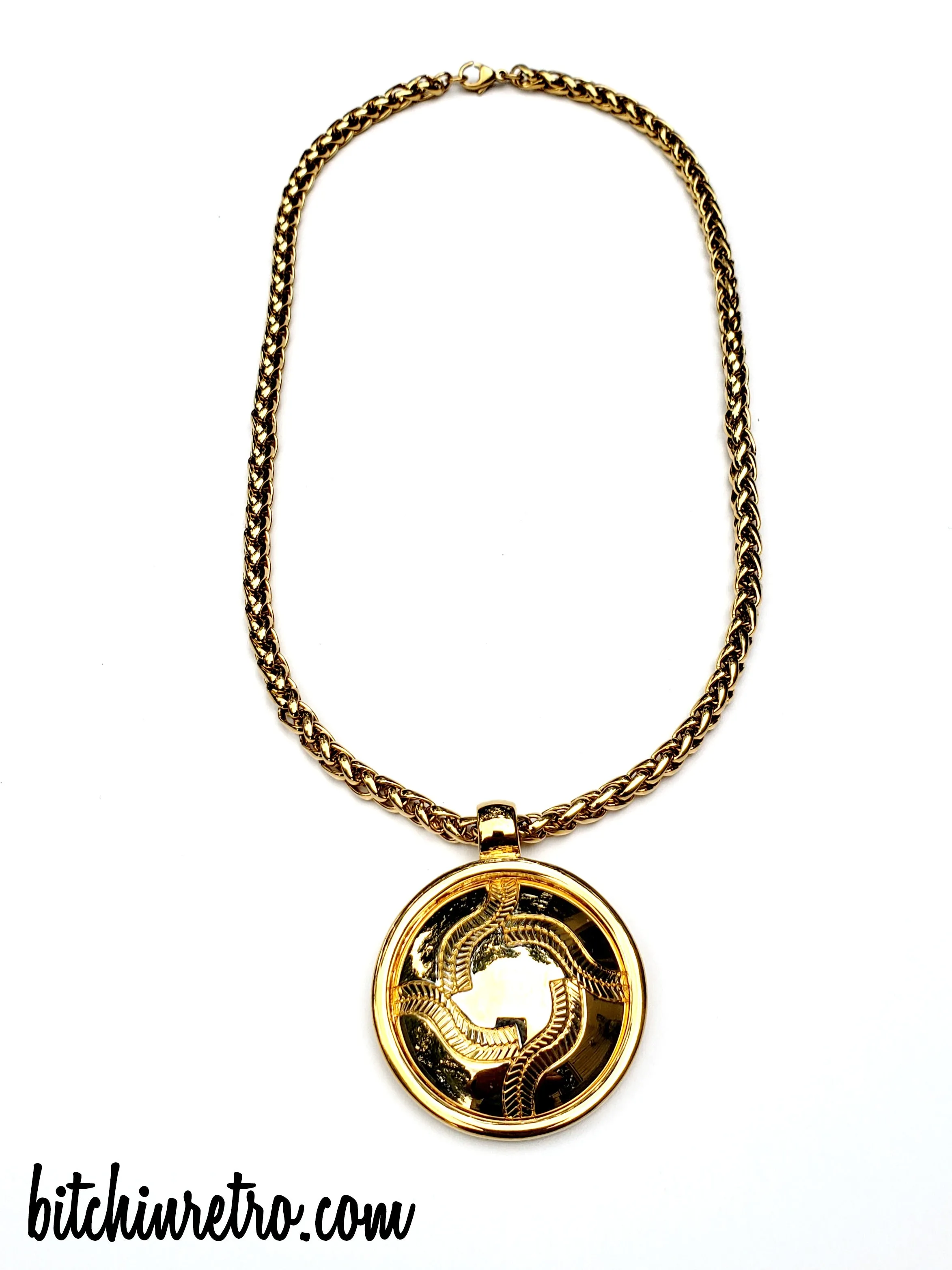 Monet Vintage Pendant Necklace With Baseball Stitching and Seams
