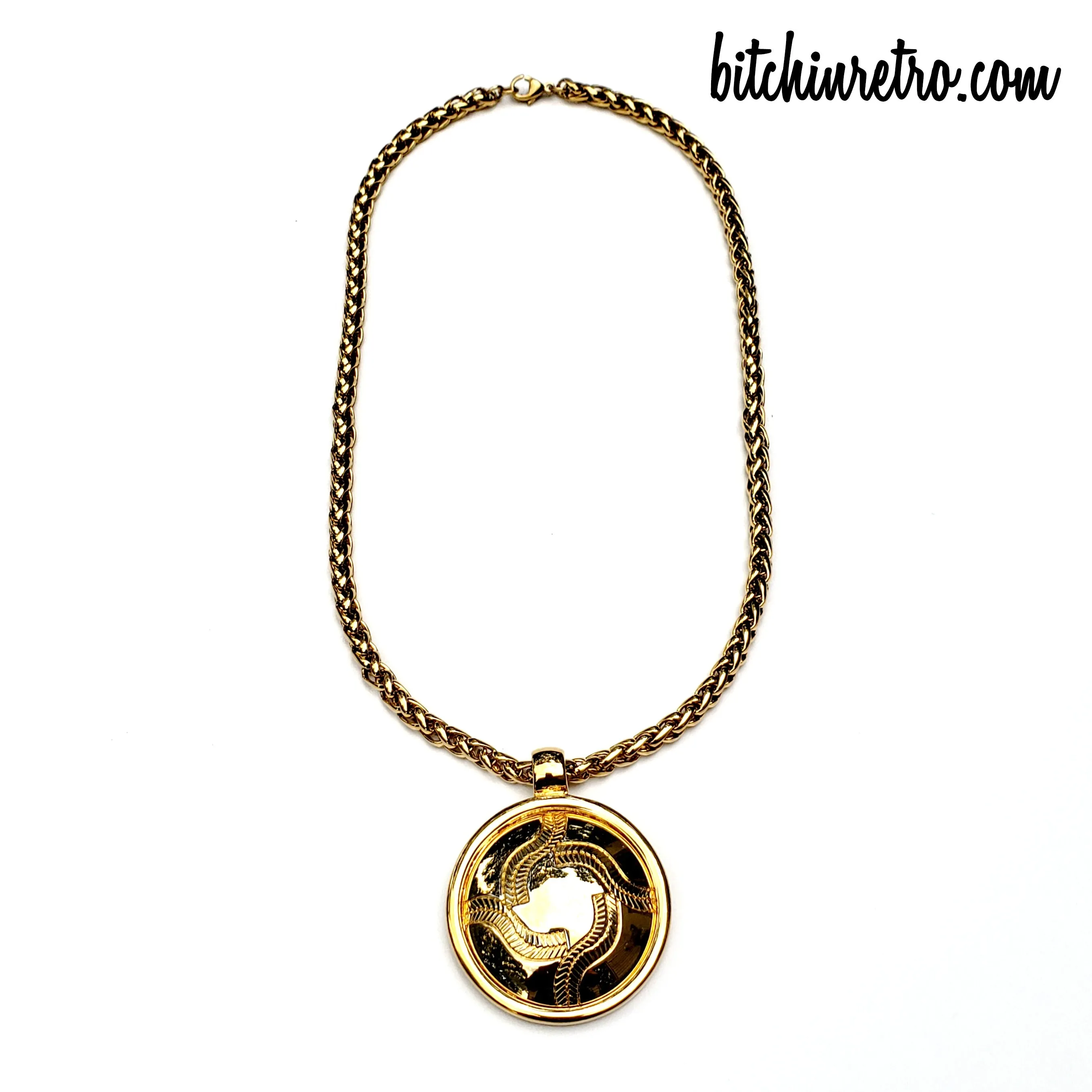 Monet Vintage Pendant Necklace With Baseball Stitching and Seams