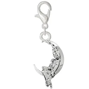 Moon and Goddess Clip on Pendant for European Charm Jewelry w/ Lobster Clasp