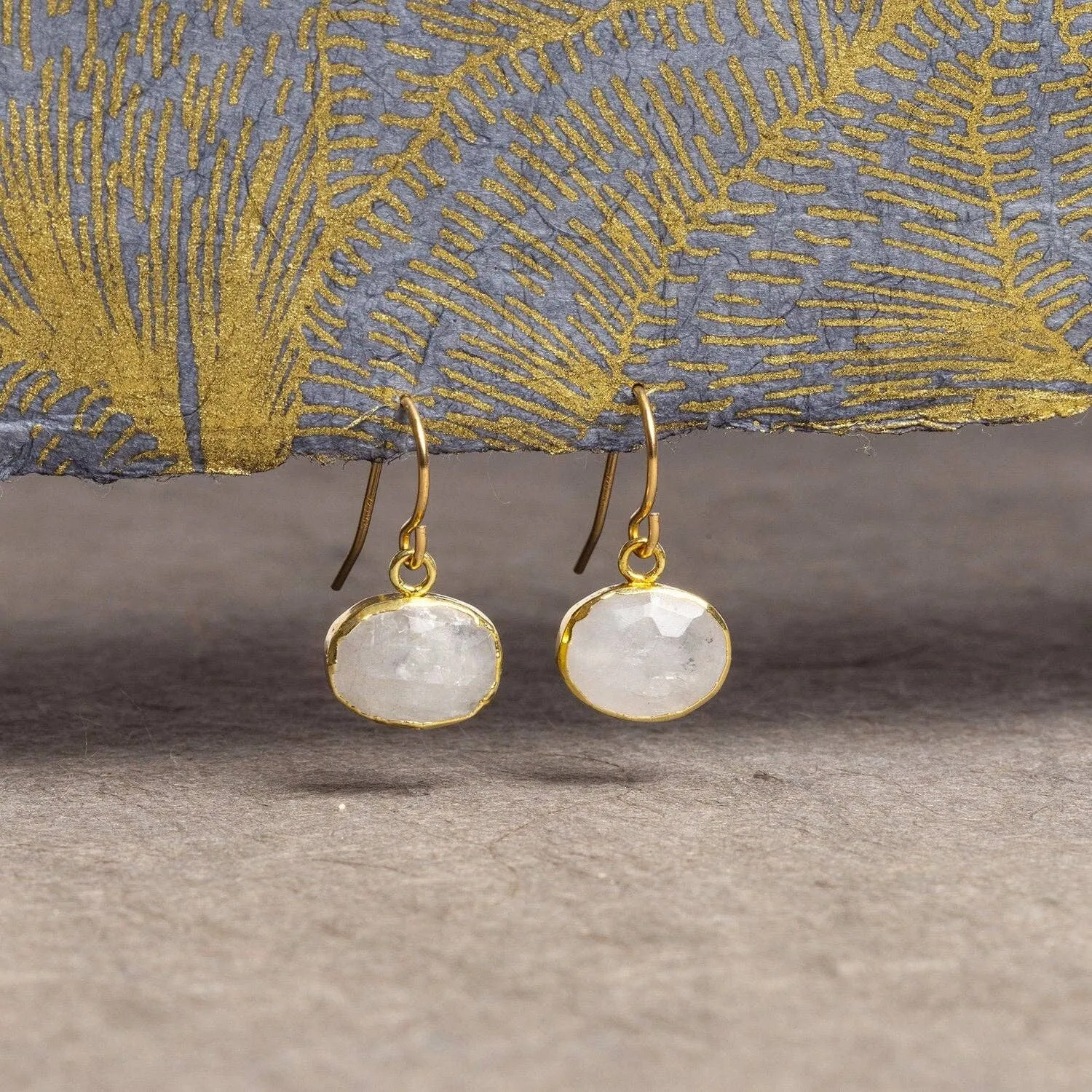 Moonstone 14k Gold Filled Oval Earrings