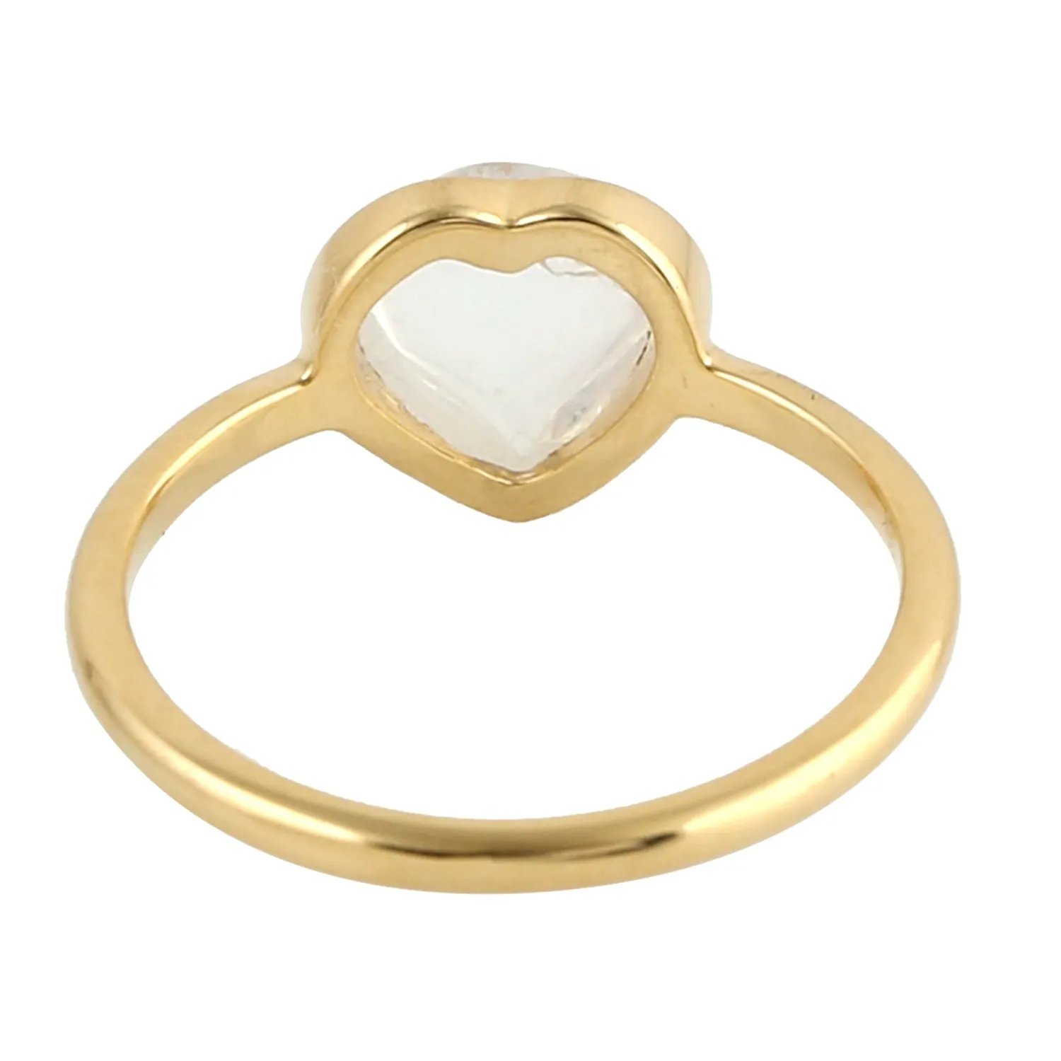 Moonstone Gemstone In 18K Yellow Gold Heart Ring Jewelry Valentine Gift For Her