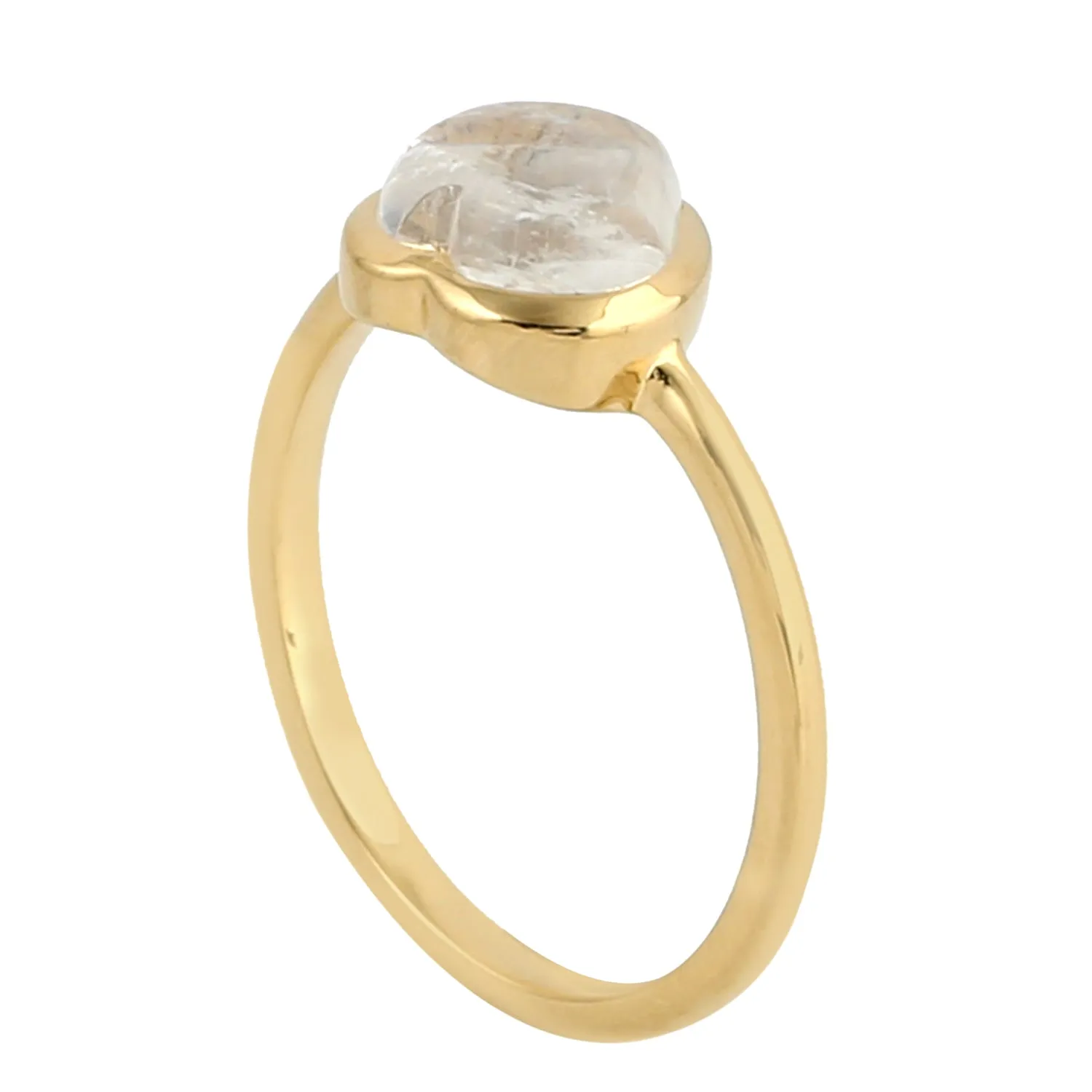Moonstone Gemstone In 18K Yellow Gold Heart Ring Jewelry Valentine Gift For Her
