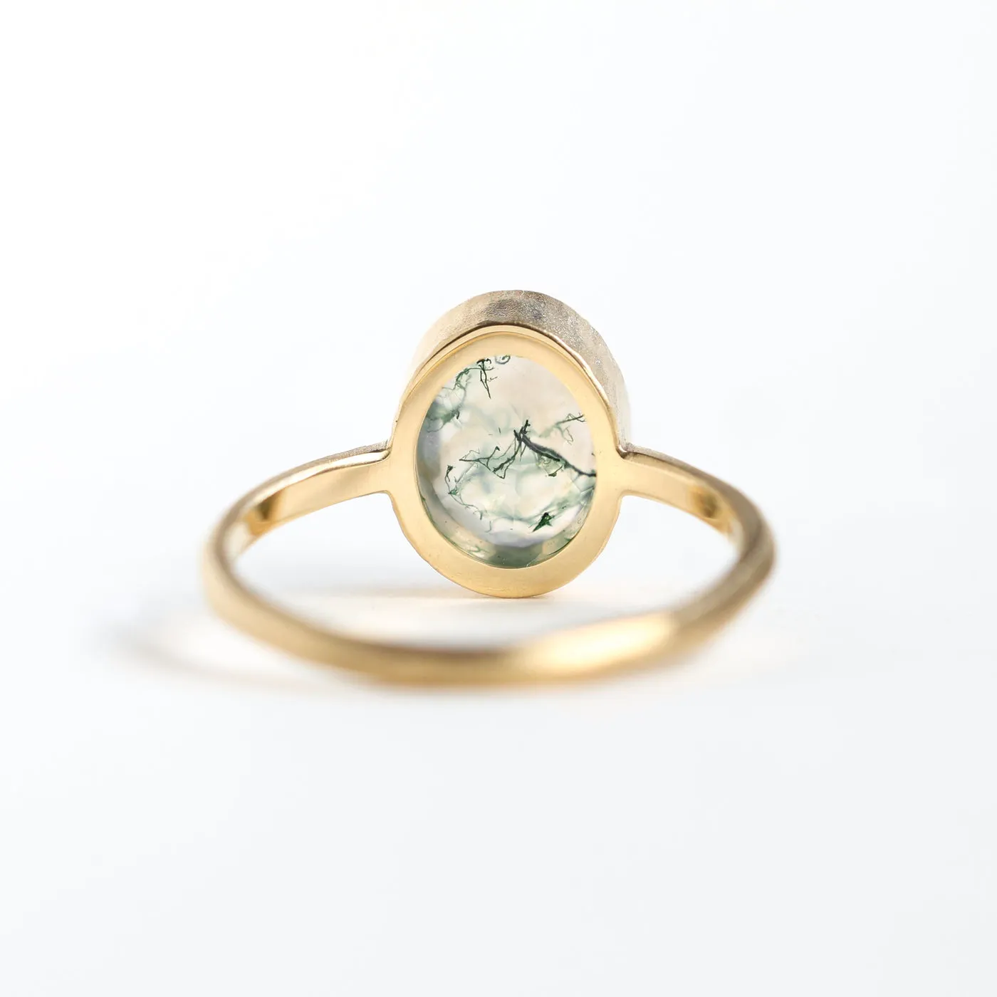 Moss Agate Solitaire Ring