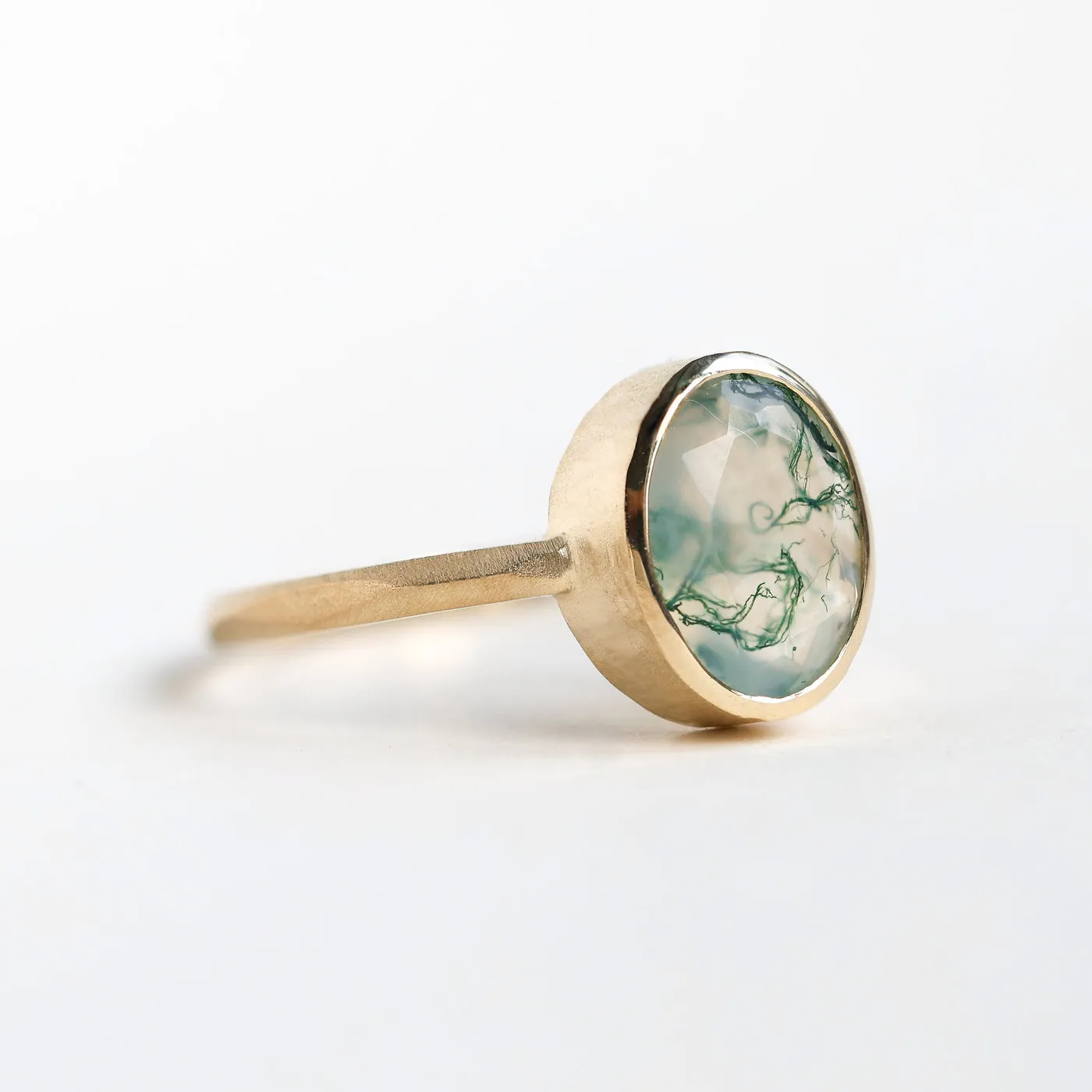 Moss Agate Solitaire Ring