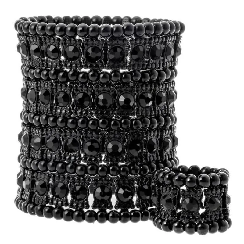 Multilayer Stretch Cuff Bracelet Ring Jewelry Sets