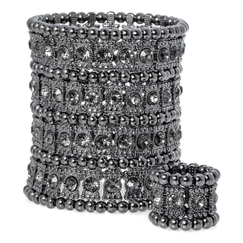 Multilayer Stretch Cuff Bracelet Ring Jewelry Sets
