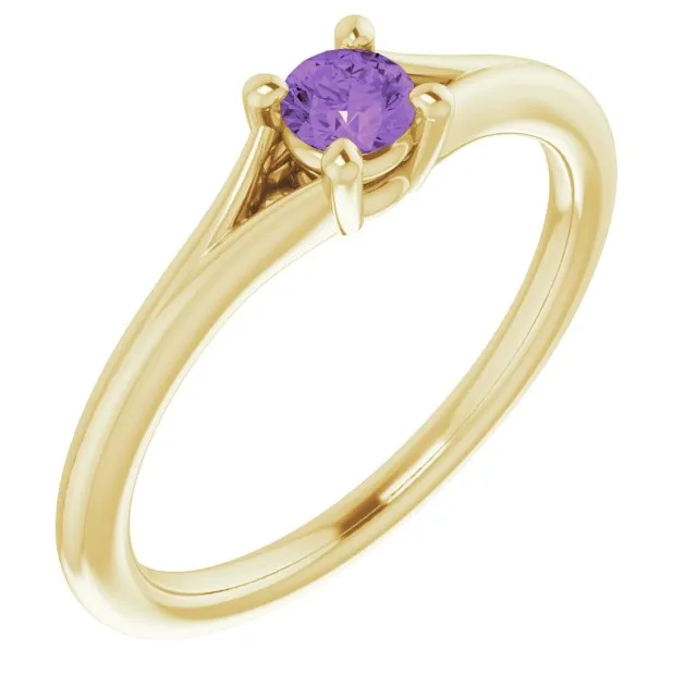 Natural Amethyst Youth Solitaire Ring