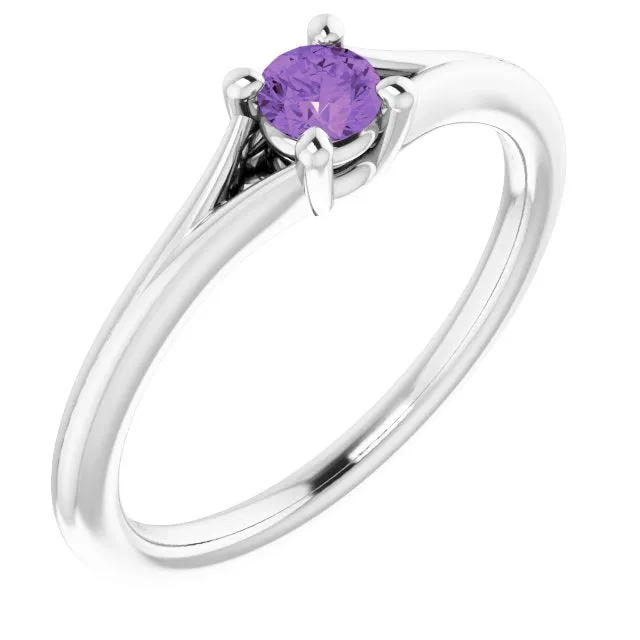 Natural Amethyst Youth Solitaire Ring