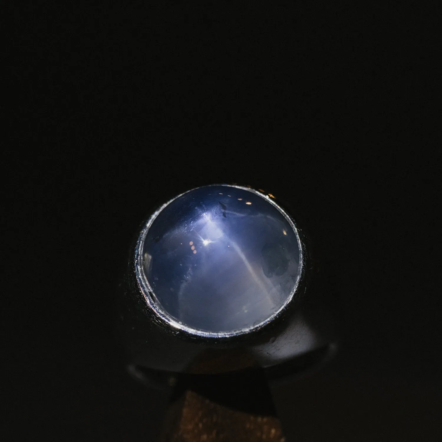 Natural Star Sapphire Platinum Ring