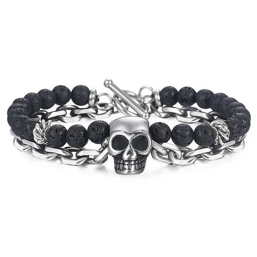 Natural Tiger Eye Stone Bracelet Men Stainless Steel Beaded Bracelets