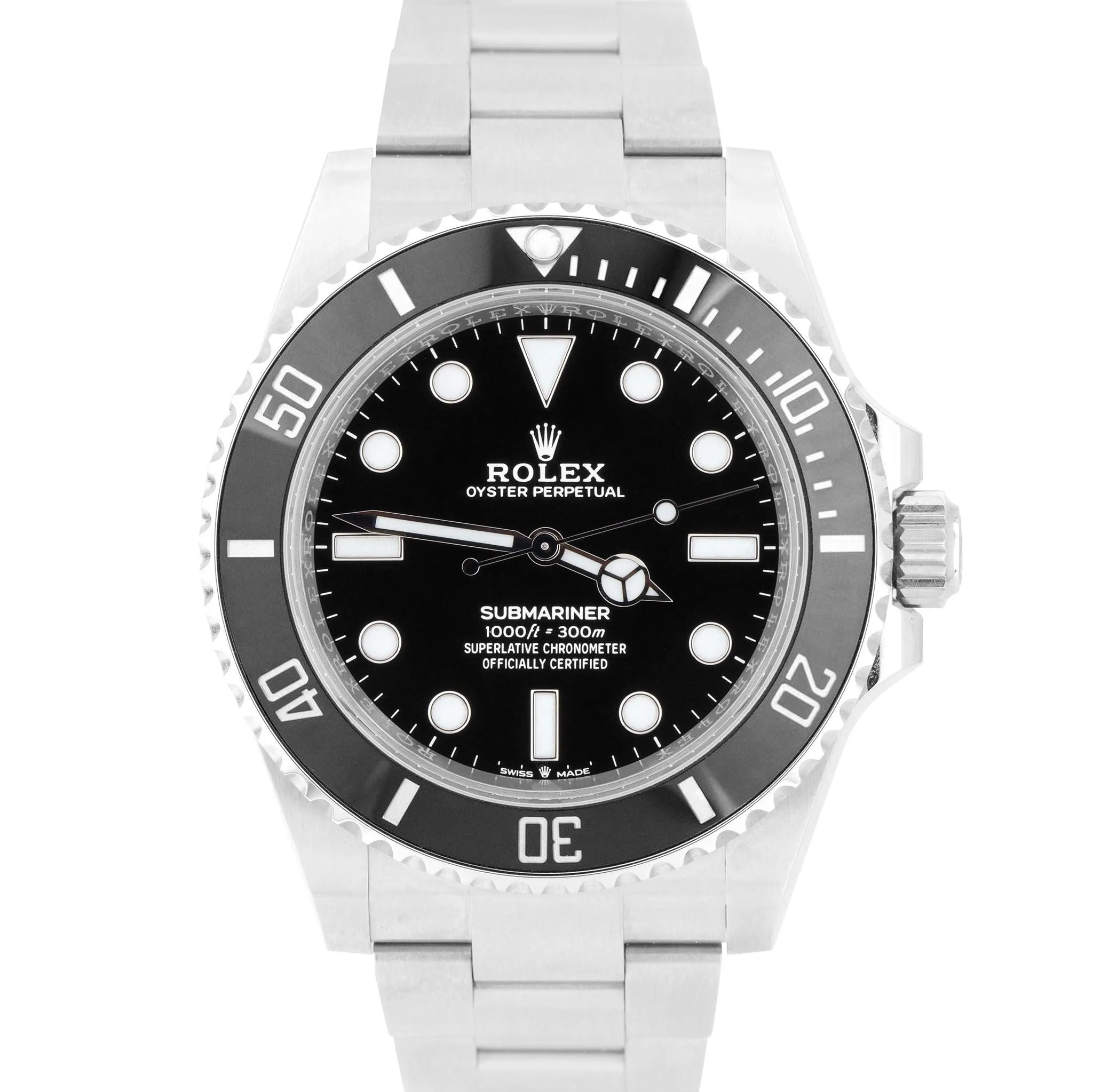 NEW 2020 Rolex Submariner 41mm No-Date Black Ceramic Steel Dive Watch 124060 LN