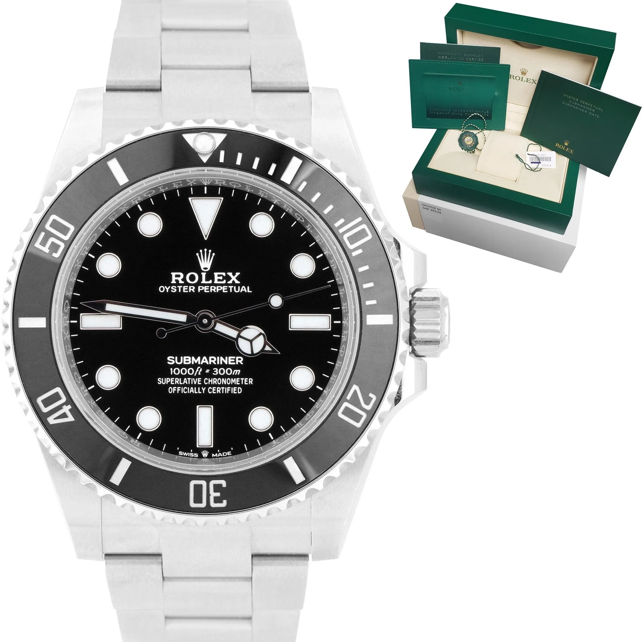 NEW 2020 Rolex Submariner 41mm No-Date Black Ceramic Steel Dive Watch 124060 LN