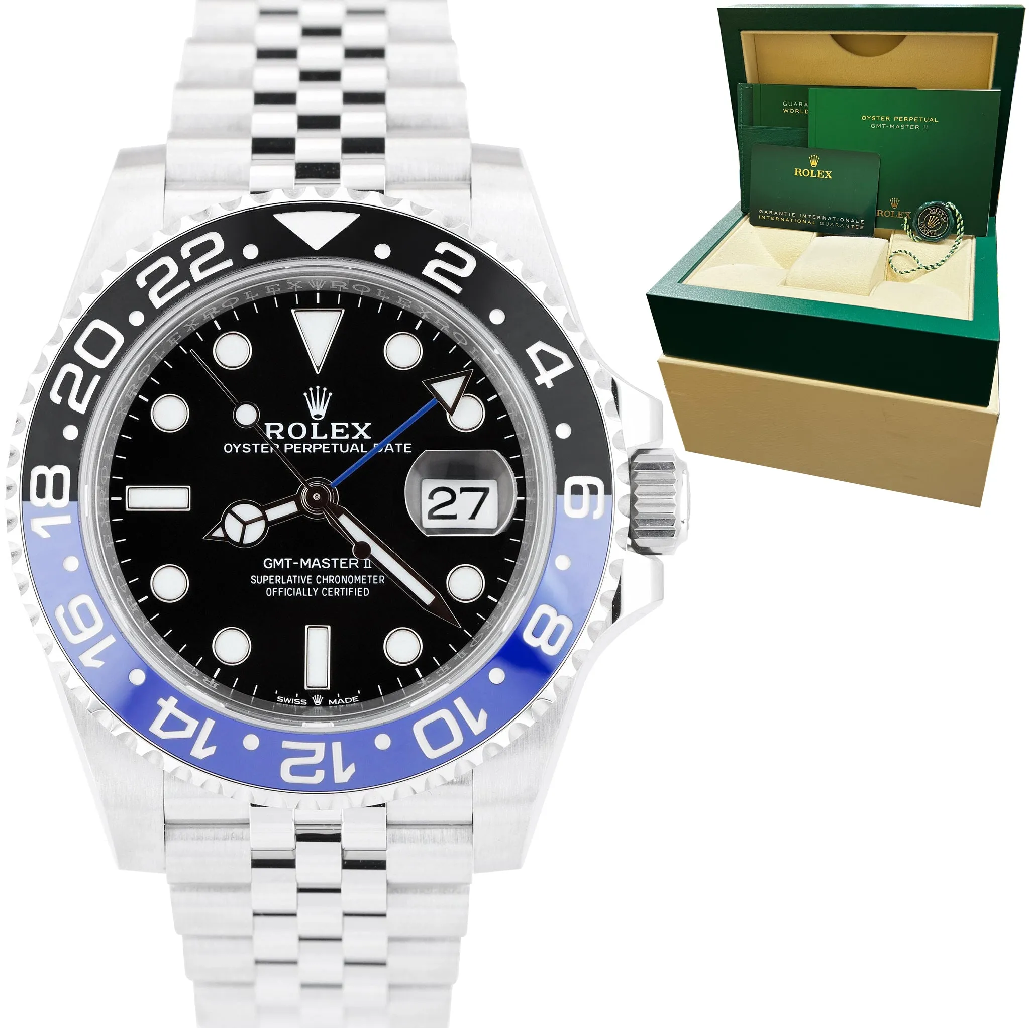 NEW 2021 Rolex GMT-Master II Batman Black Blue Jubilee Ceramic 40mm 126710 BLNR