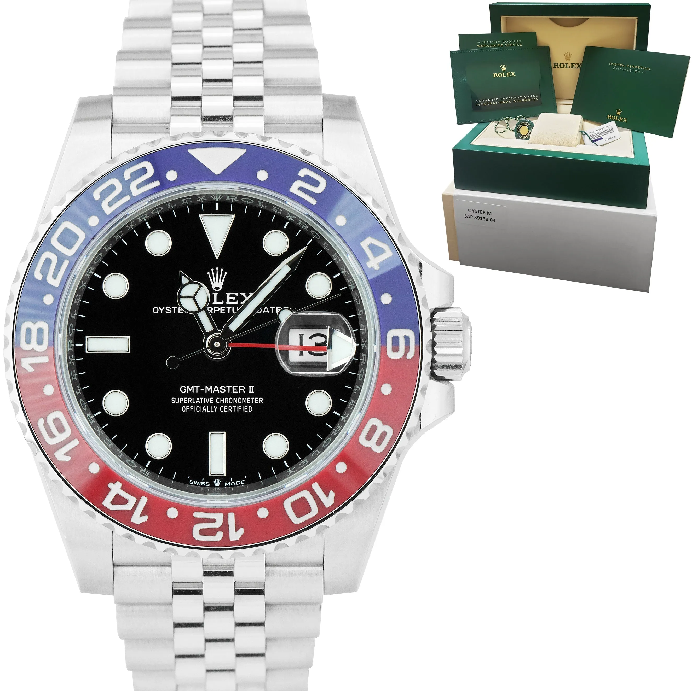 NEW 2022 Rolex GMT-Master II PEPSI Red / Blue Stainless 40mm Jubilee 126710 BLRO