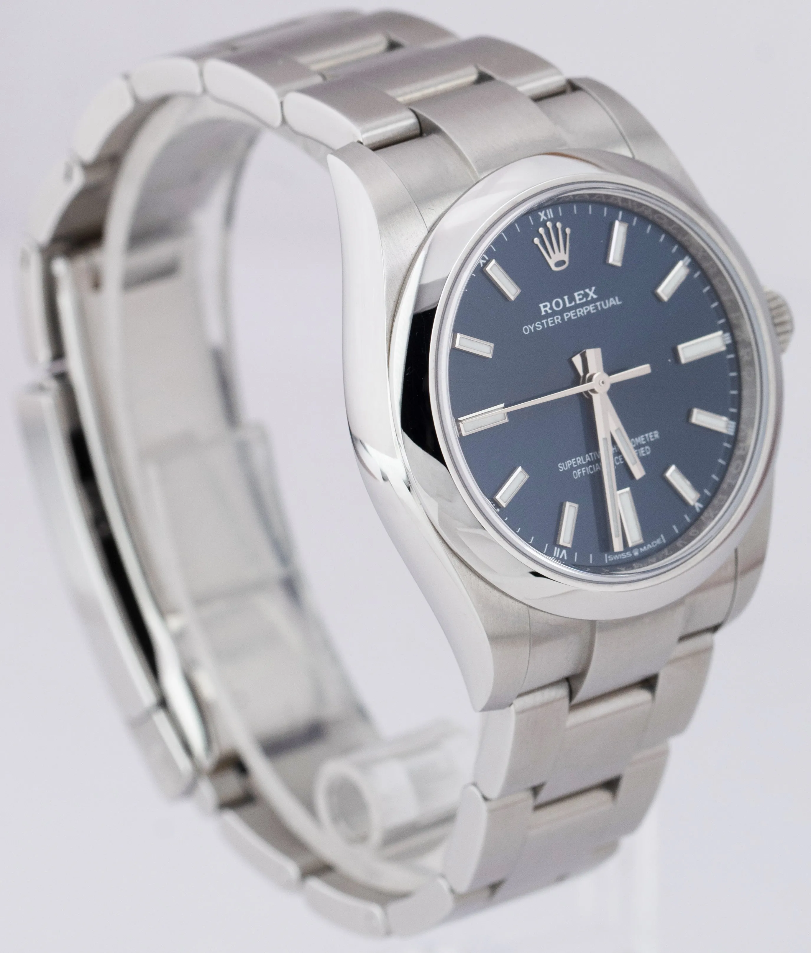 NEW MAY 2021 Rolex Oyster Perpetual 34mm Steel Blue Index Oyster Watch 124200