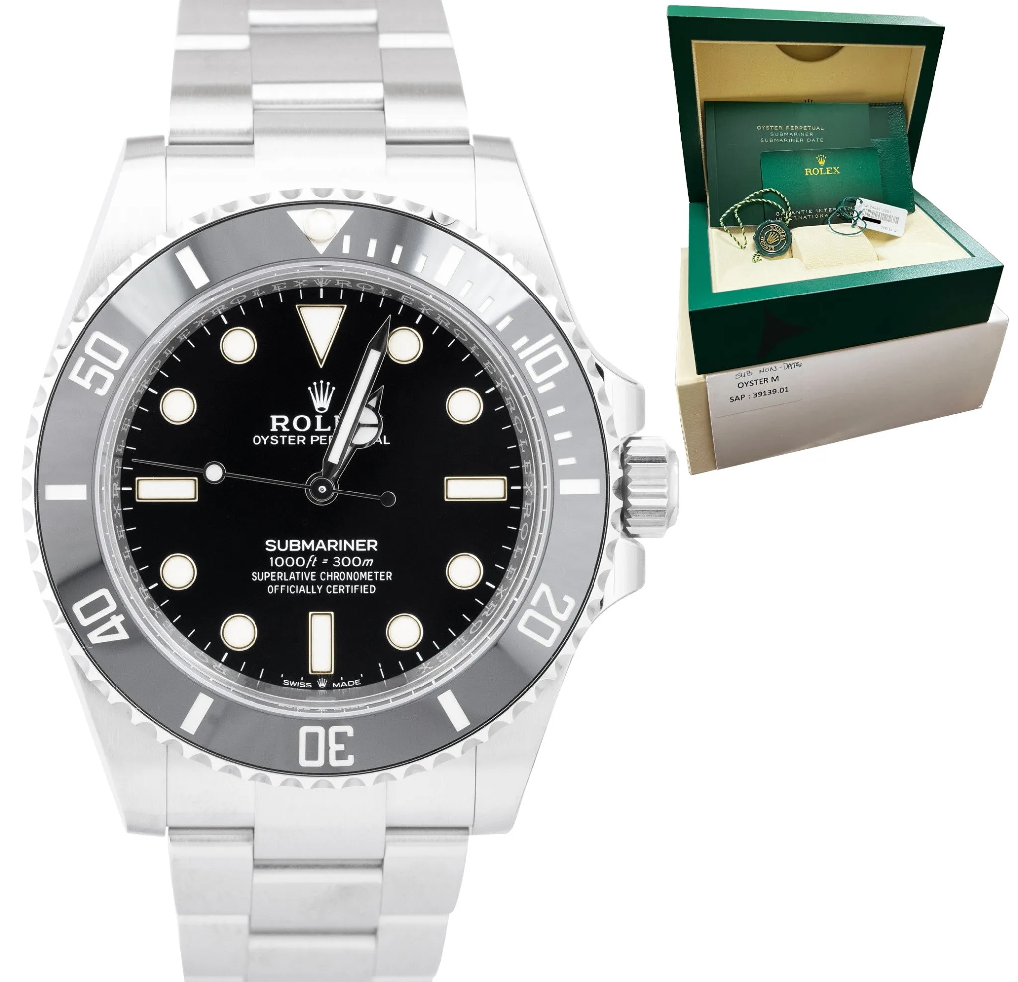 NEW MAY 2022 Rolex Submariner 41mm No-Date Black Ceramic Steel Watch 124060 LN