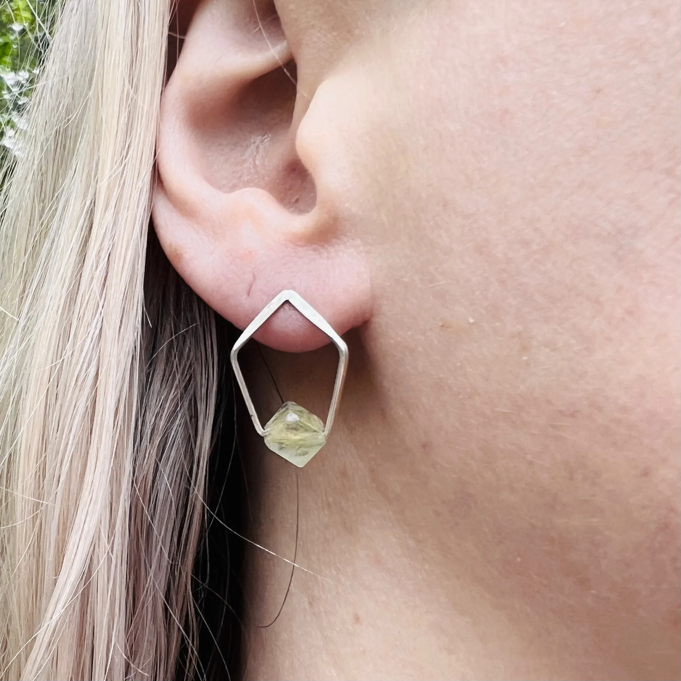 New Pentagonal Post Earrings with Healing Gemstones