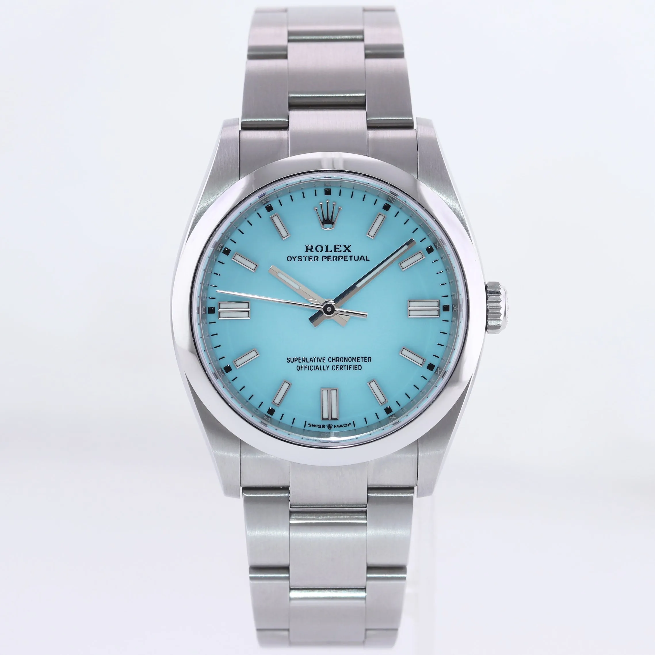 NEW SEPT 2022 PAPERS Rolex Oyster 126000 Perpetual 36mm TIFFANY BLUE Watch