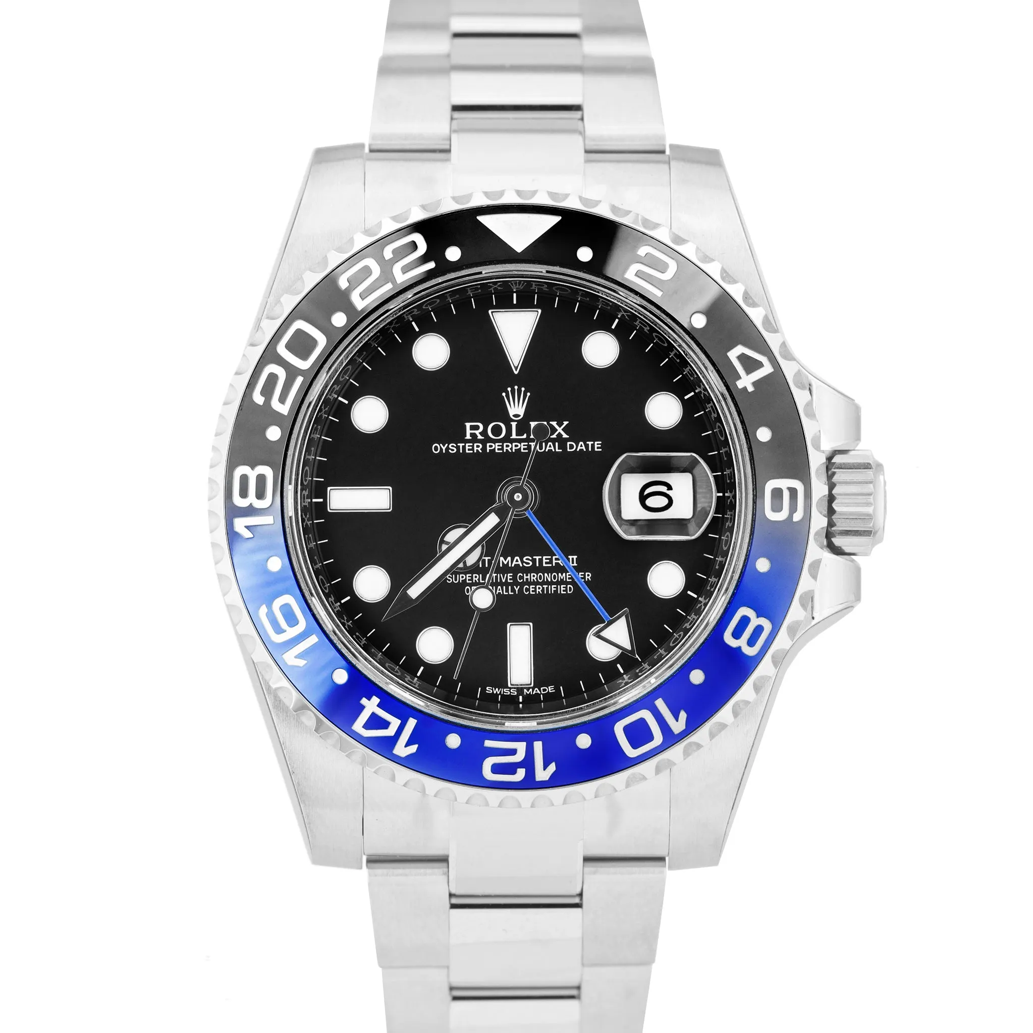 NEW STICKERED NOS Rolex GMT-Master II Batman Blue Black Ceramic 116710 BLNR B P