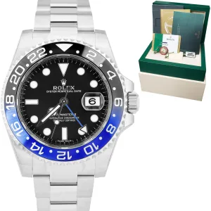 NEW STICKERED NOS Rolex GMT-Master II Batman Blue Black Ceramic 116710 BLNR B P