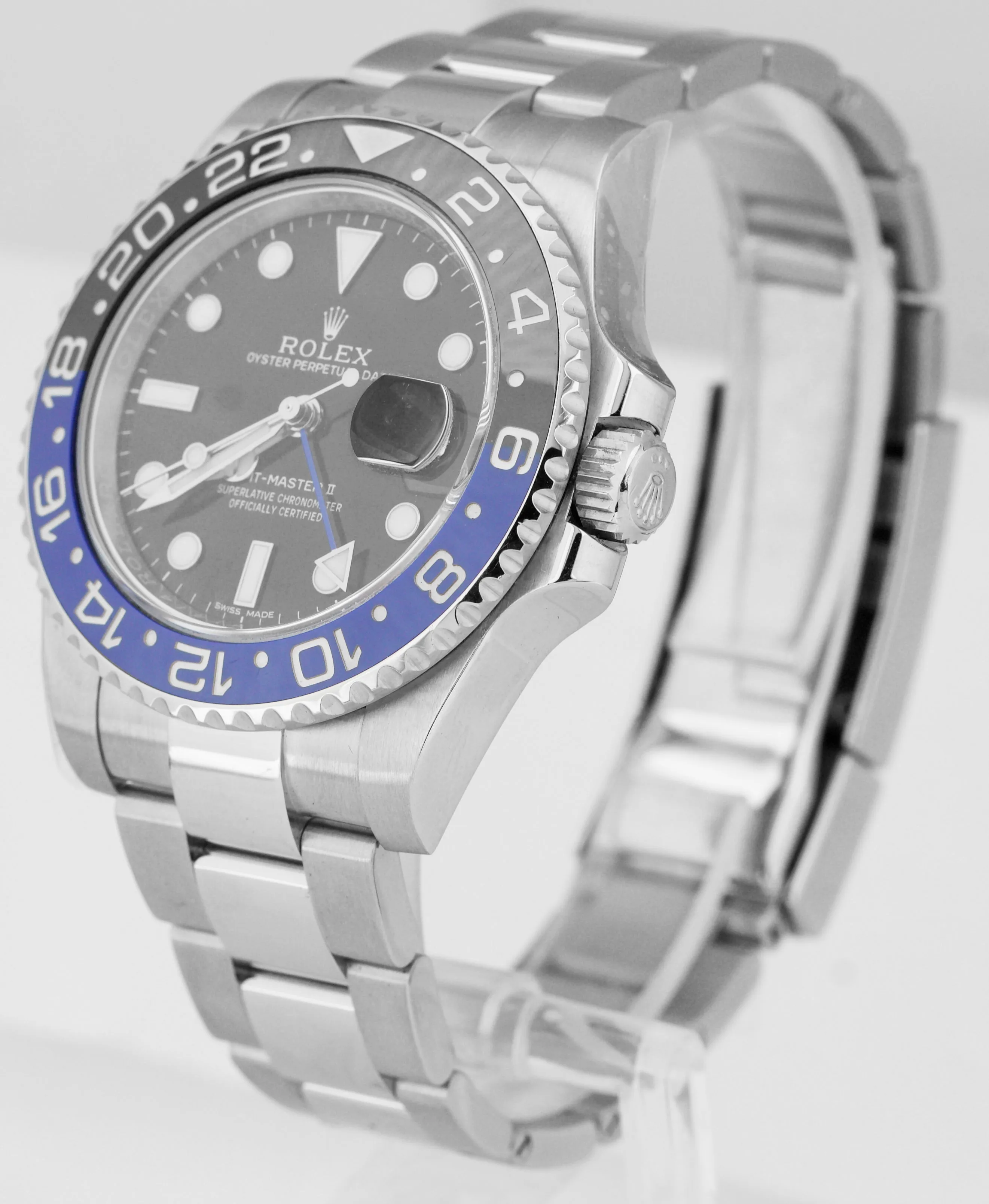 NEW STICKERED NOS Rolex GMT-Master II Batman Blue Black Ceramic 116710 BLNR B P