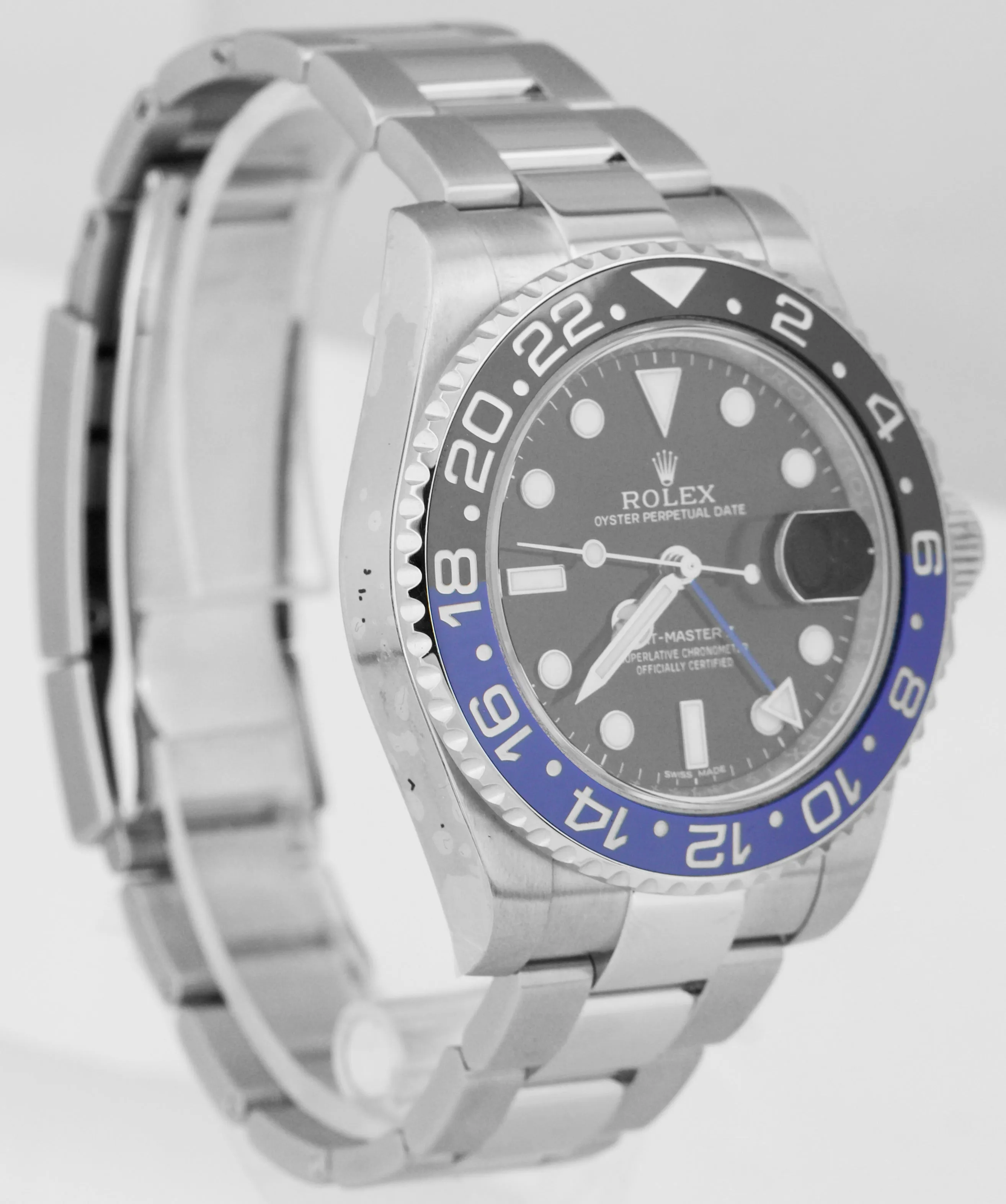 NEW STICKERED NOS Rolex GMT-Master II Batman Blue Black Ceramic 116710 BLNR B P