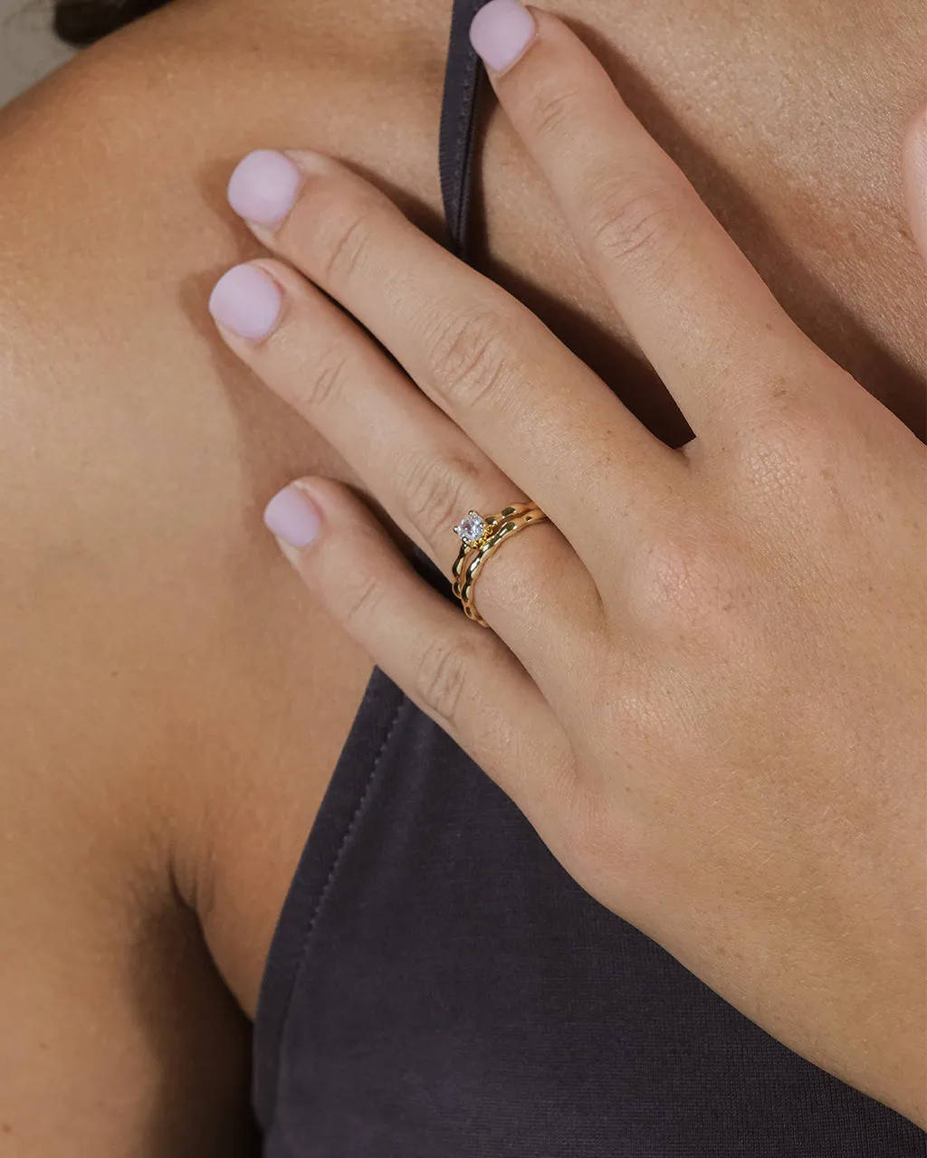 Nicola Molten CZ Band Ring Set