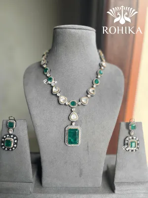 Nimmi doublets necklace set - Dark Green