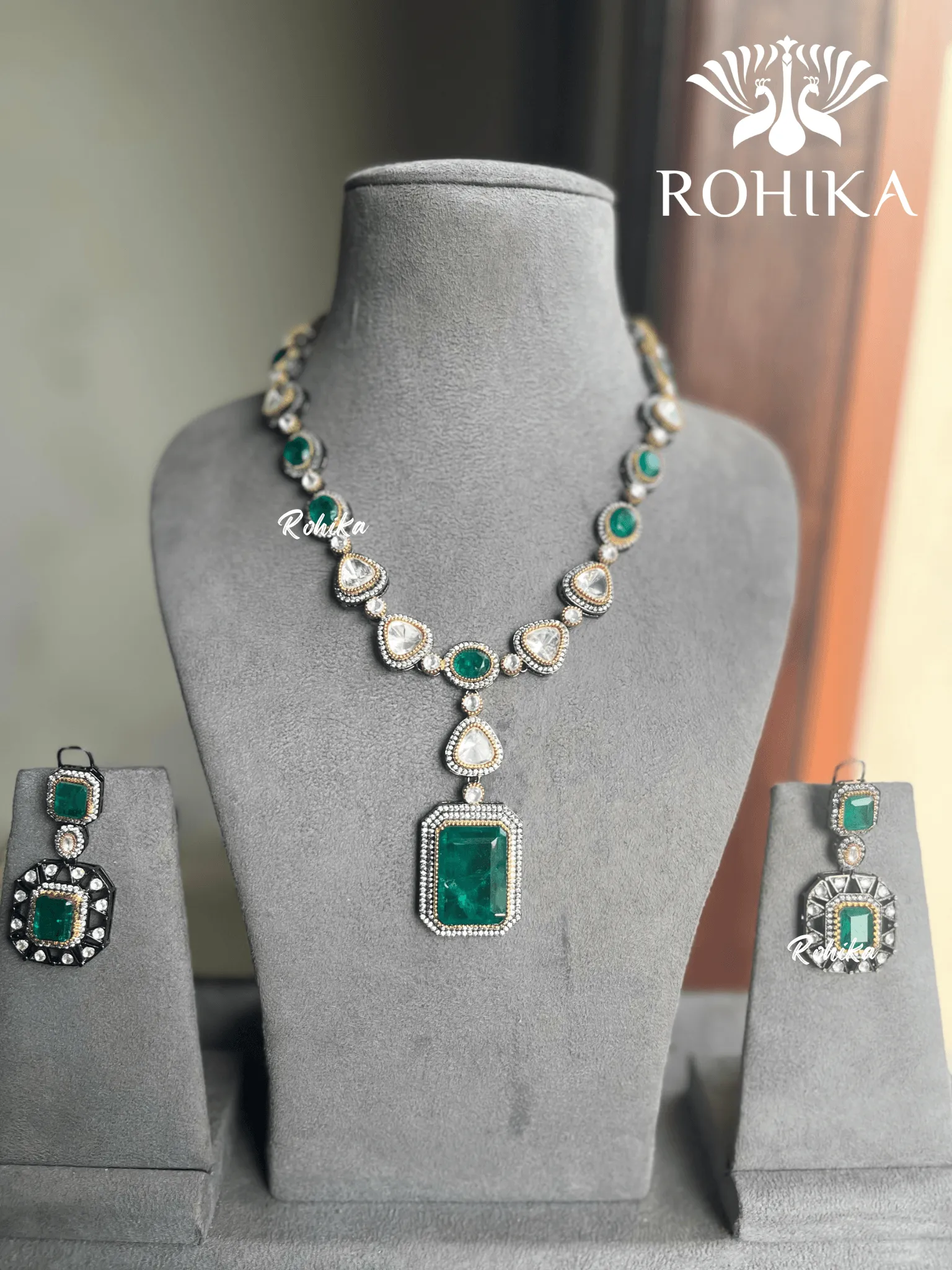 Nimmi doublets necklace set - Dark Green