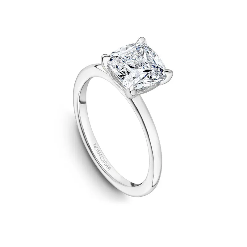 Noam Carver 14K White Gold Cushion Solitaire Engagement Ring- B371-04WM