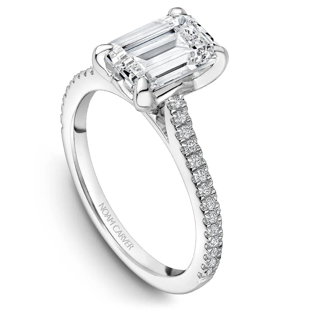 Noam Carver 14kt White Gold 0.80ct Emerald Solitaire Engagement Ring
