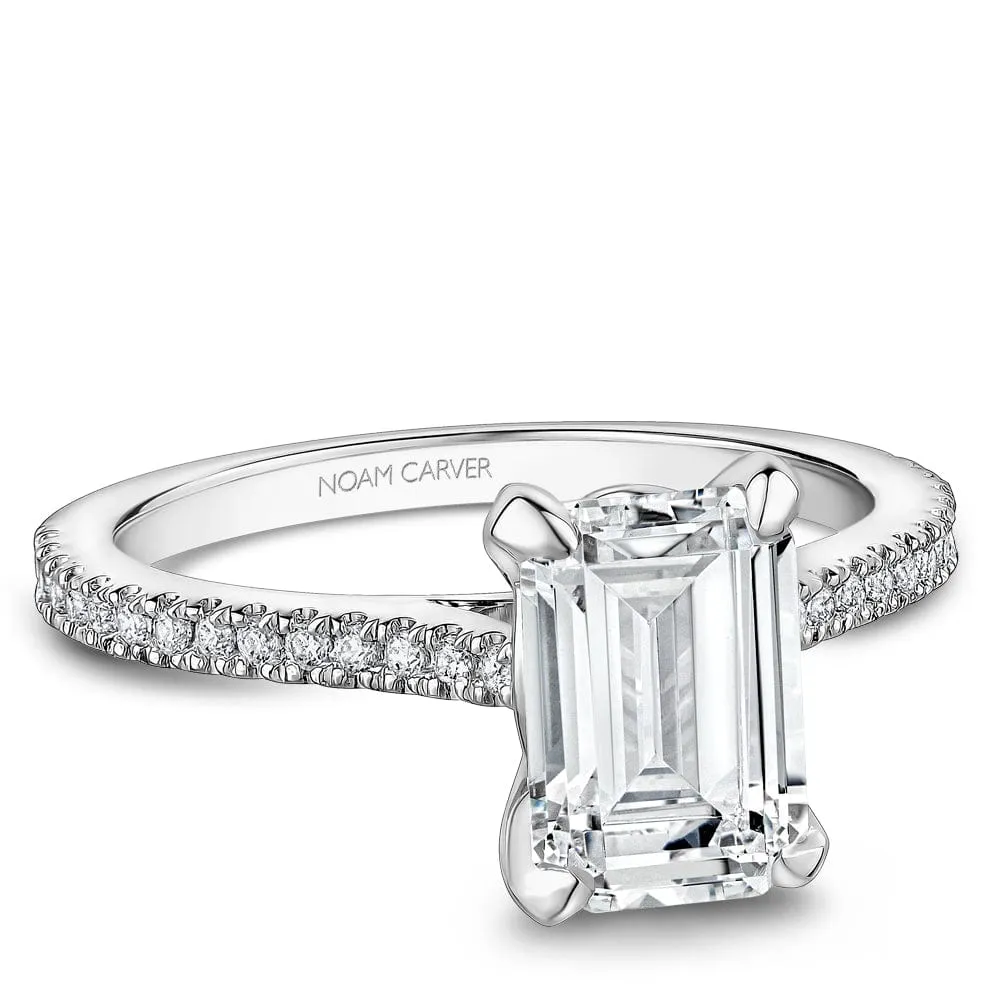 Noam Carver 14kt White Gold 0.80ct Emerald Solitaire Engagement Ring
