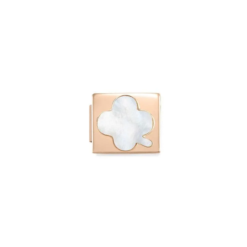 Nomination Composable Glam Link Four Leaf Clover, Mother Of Pearl Stone, Rose Finish