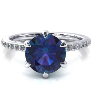 Nora Round Alexandrite Solitaire 6 Prong Ring