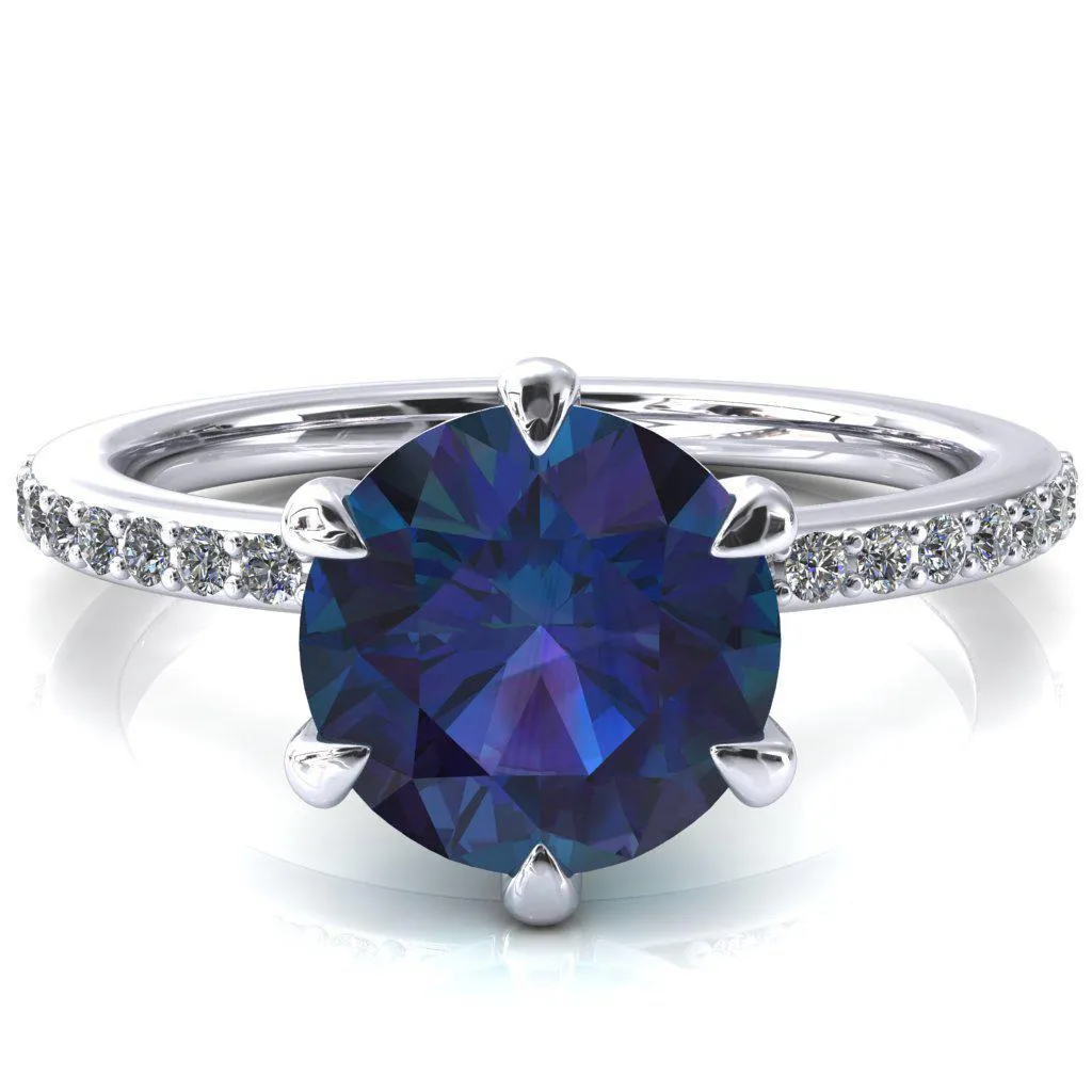 Nora Round Alexandrite Solitaire 6 Prong Ring