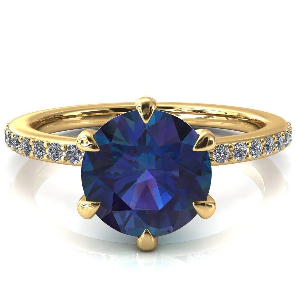 Nora Round Alexandrite Solitaire 6 Prong Ring
