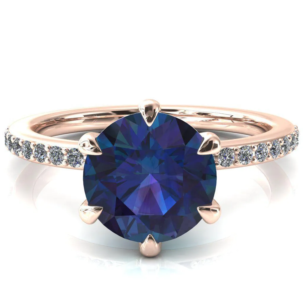 Nora Round Alexandrite Solitaire 6 Prong Ring