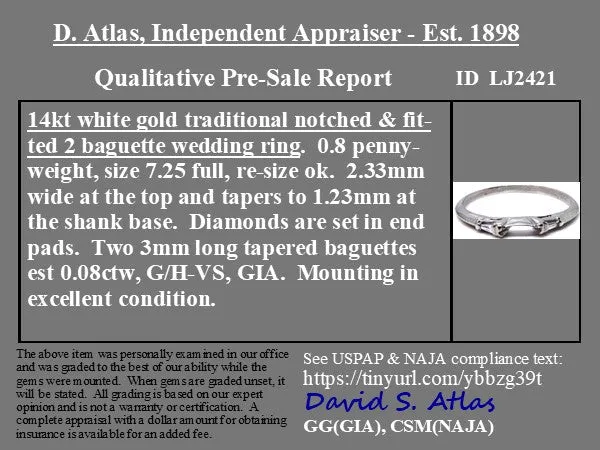 Notched Baguette Cut Diamond Band