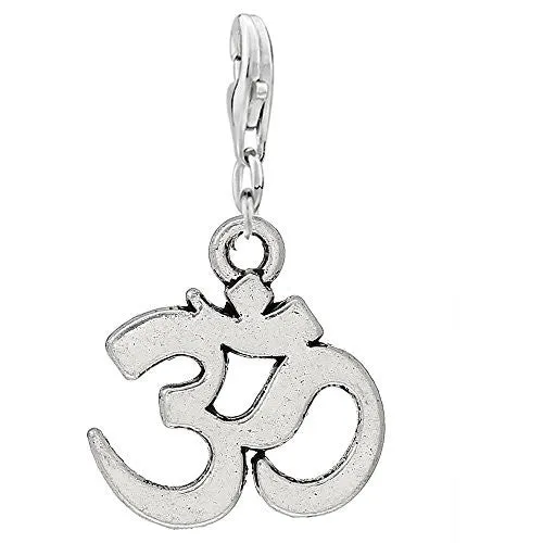 Ohm Symbol Clip On For Bracelet Charm Pendant for European Charm Jewelry w/ Lobster Clasp