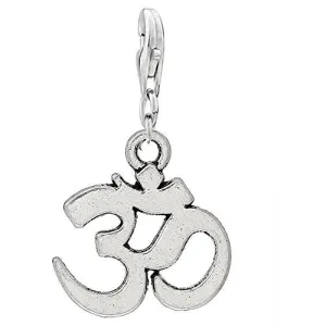 Ohm Symbol Clip On For Bracelet Charm Pendant for European Charm Jewelry w/ Lobster Clasp