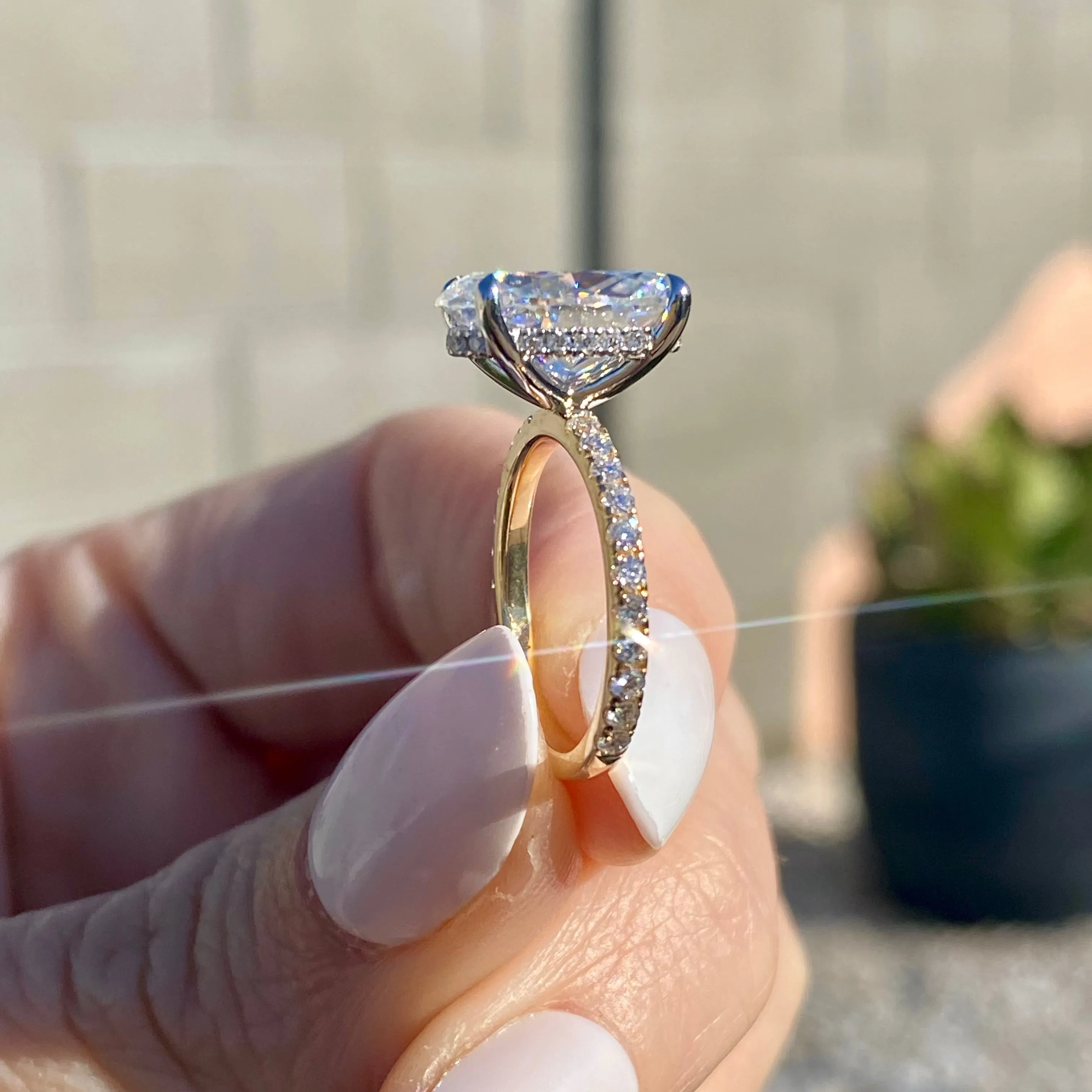 Olivia FLUSH (4.7ct) Oval Ring ( ) Hidden Halo & Pavé Band