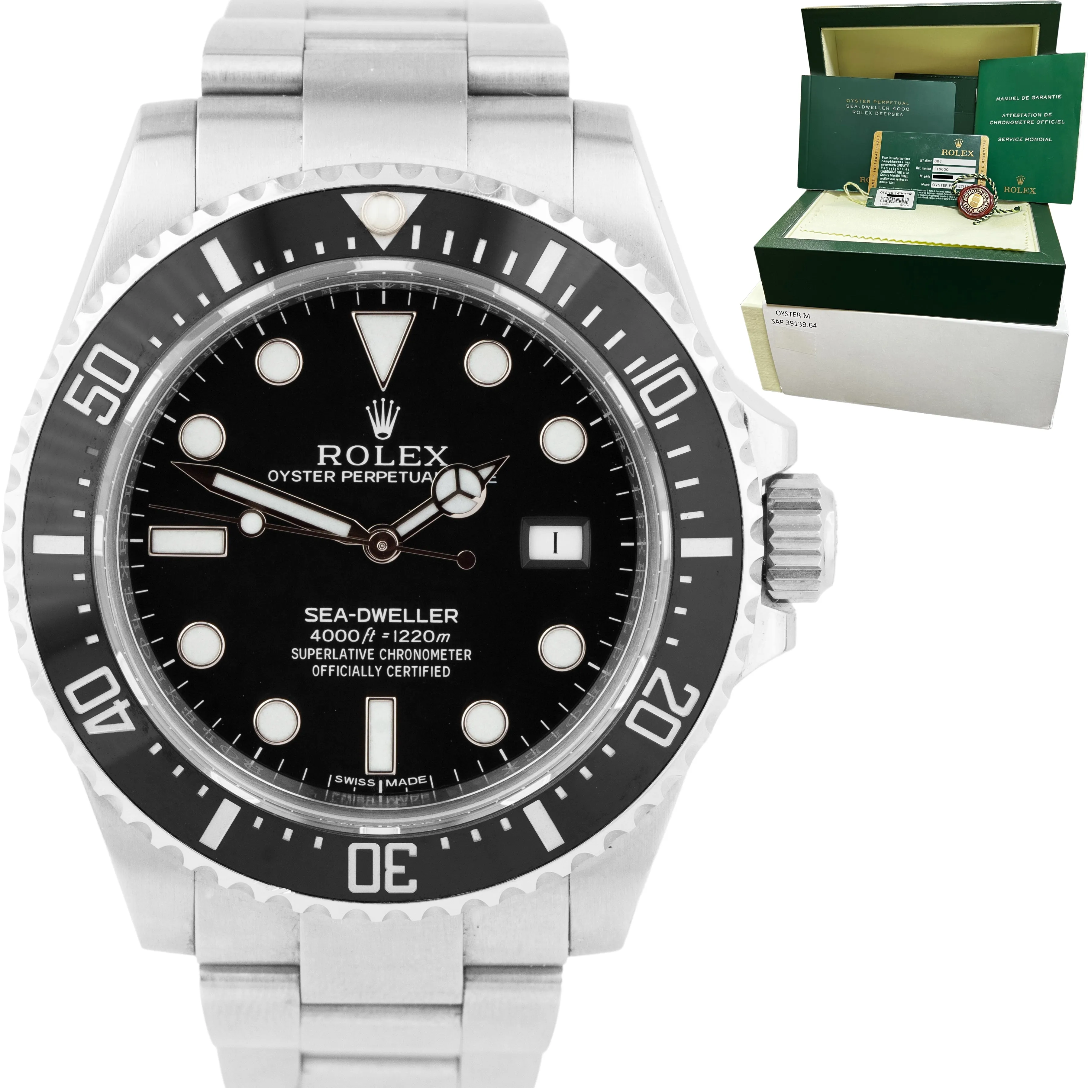 OPEN CARD UNPOLISHED Rolex Sea-Dweller 4000 SD4K Ceramic Steel 116600 40mm Watch