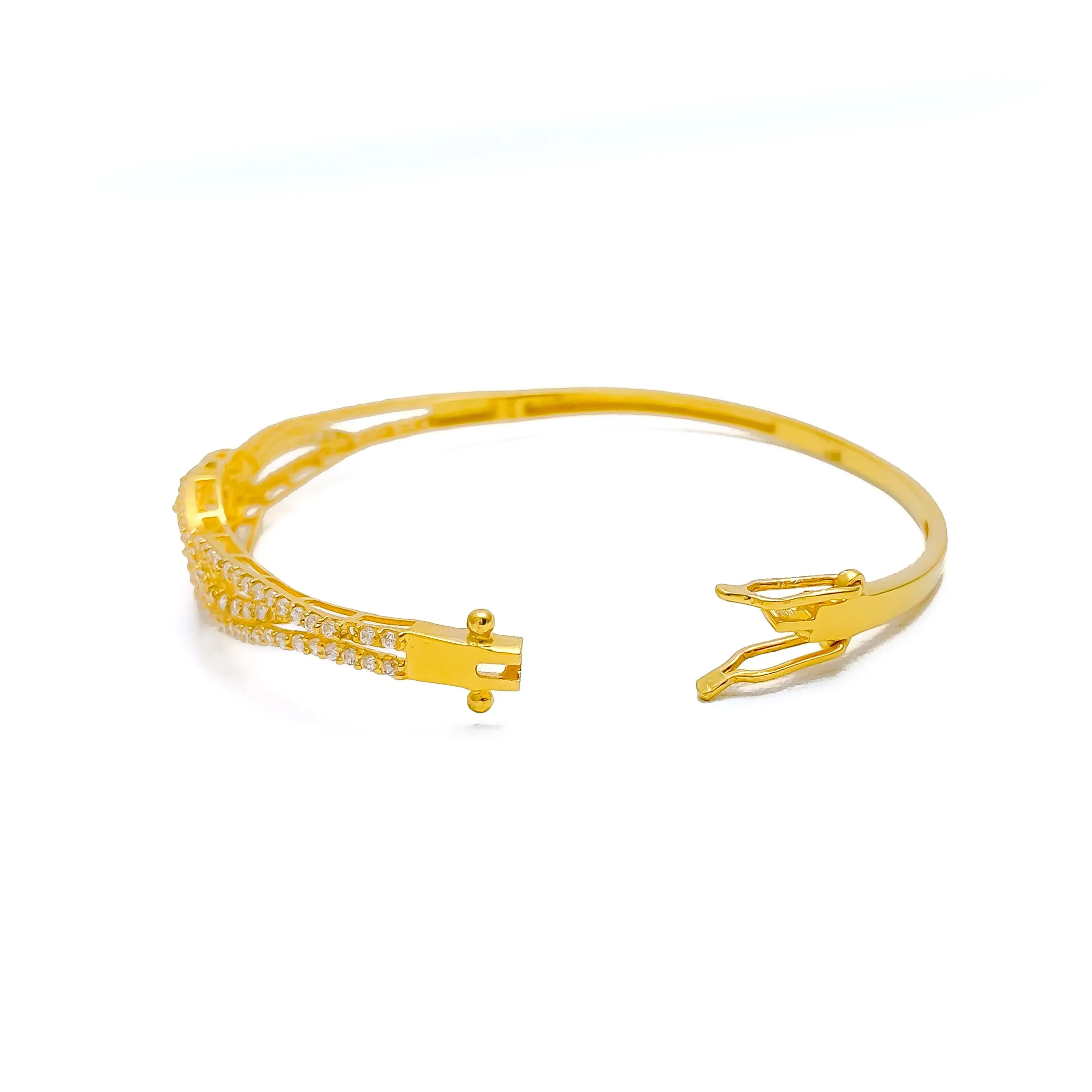 Ornate Shimmering 22k Gold CZ Bangle Bracelet
