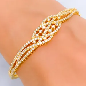 Ornate Shimmering 22k Gold CZ Bangle Bracelet