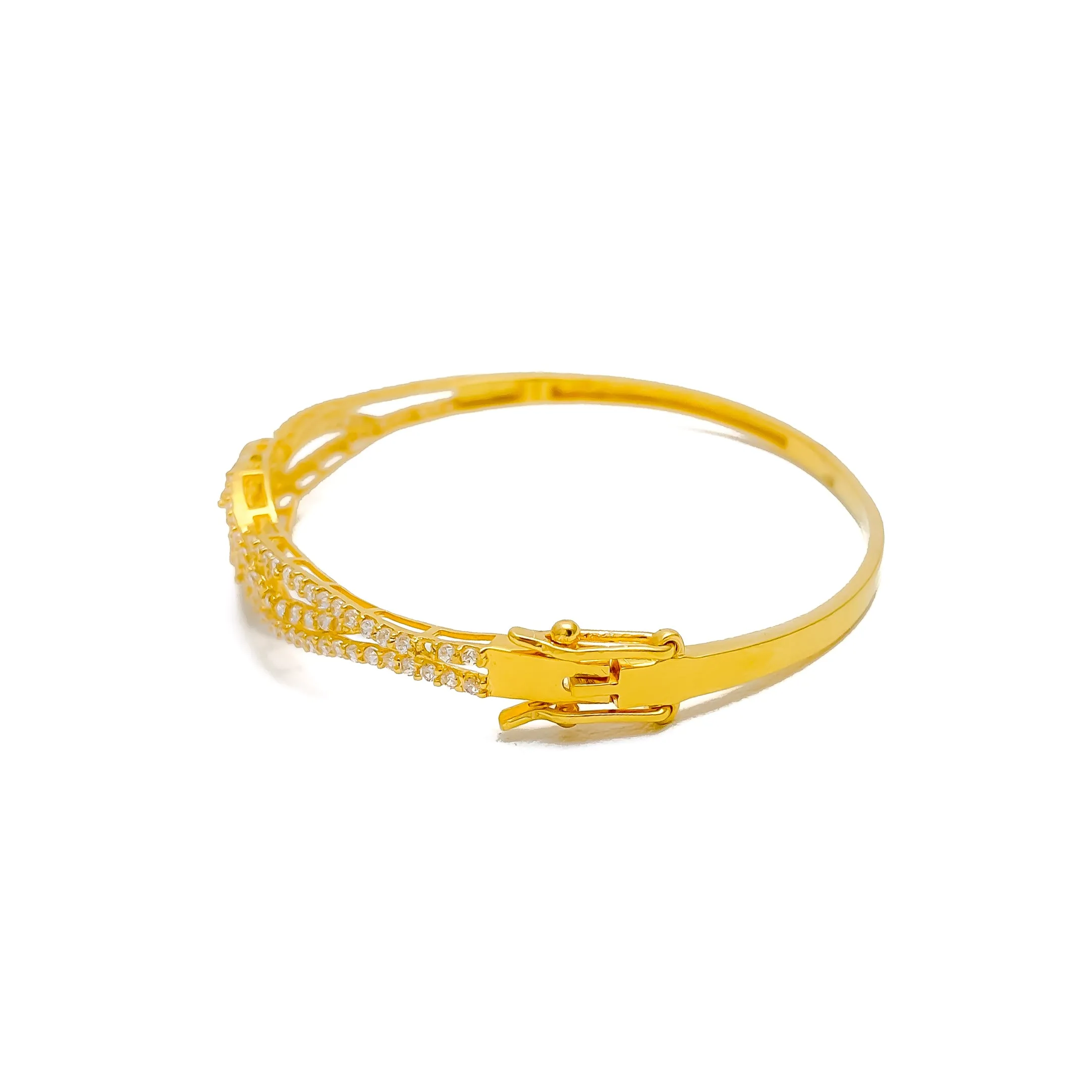 Ornate Shimmering 22k Gold CZ Bangle Bracelet